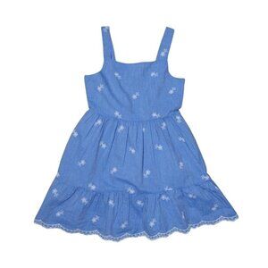 Cat & Jack Toddler Girls XS 4/5 Blue Floral Embroidered Dress, NWT.